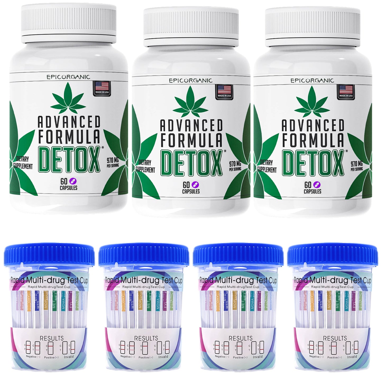 DAILY DETOX CLEANSE (3x Pack) & MULTI DRUG TEST (4 Pack) Epic Organic