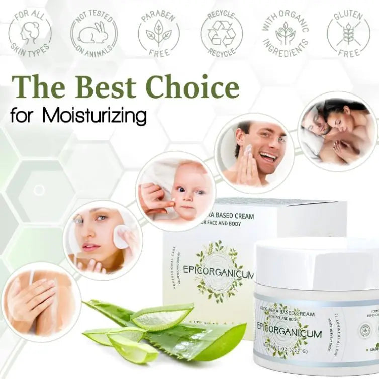 Epic Organic Aloe Vera Based Moisturizer Cream For Face and Body (4 oz) Epic Organic